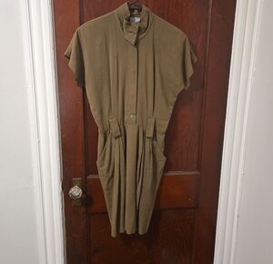 Rabbit Rabbit Rabbit Fitted Olive Green Midi Dress Military Coldwave Aesthetic 8
